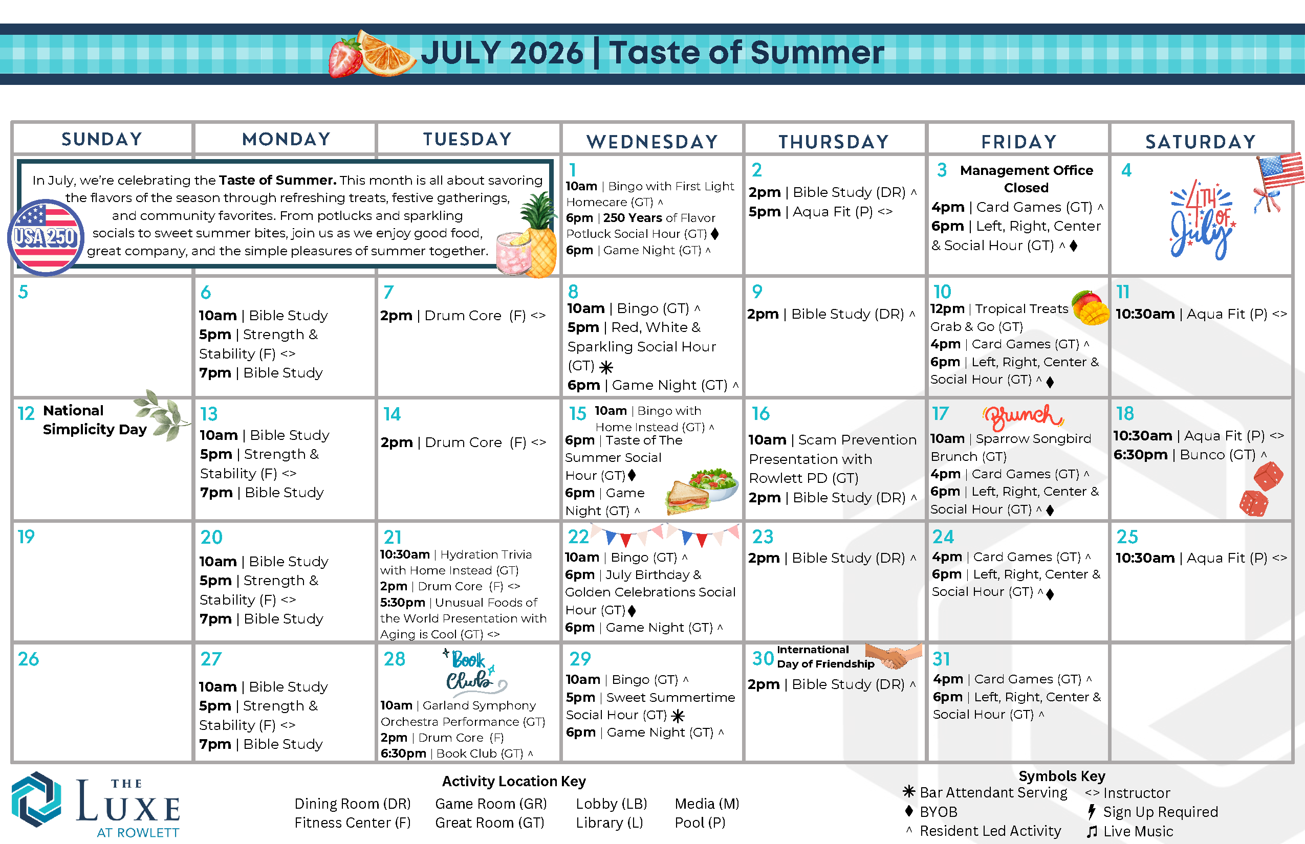 July Event Calendar